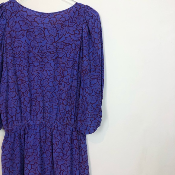 Pippa Silk Purple Floral Print Batwing Dress 4 - Picture 4 of 7